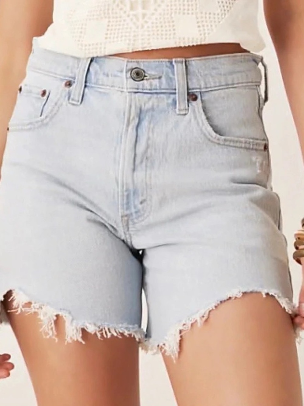 Abercrombie & Fitch The Dad Short High Rise Jean Shorts Frayed size 25/0
